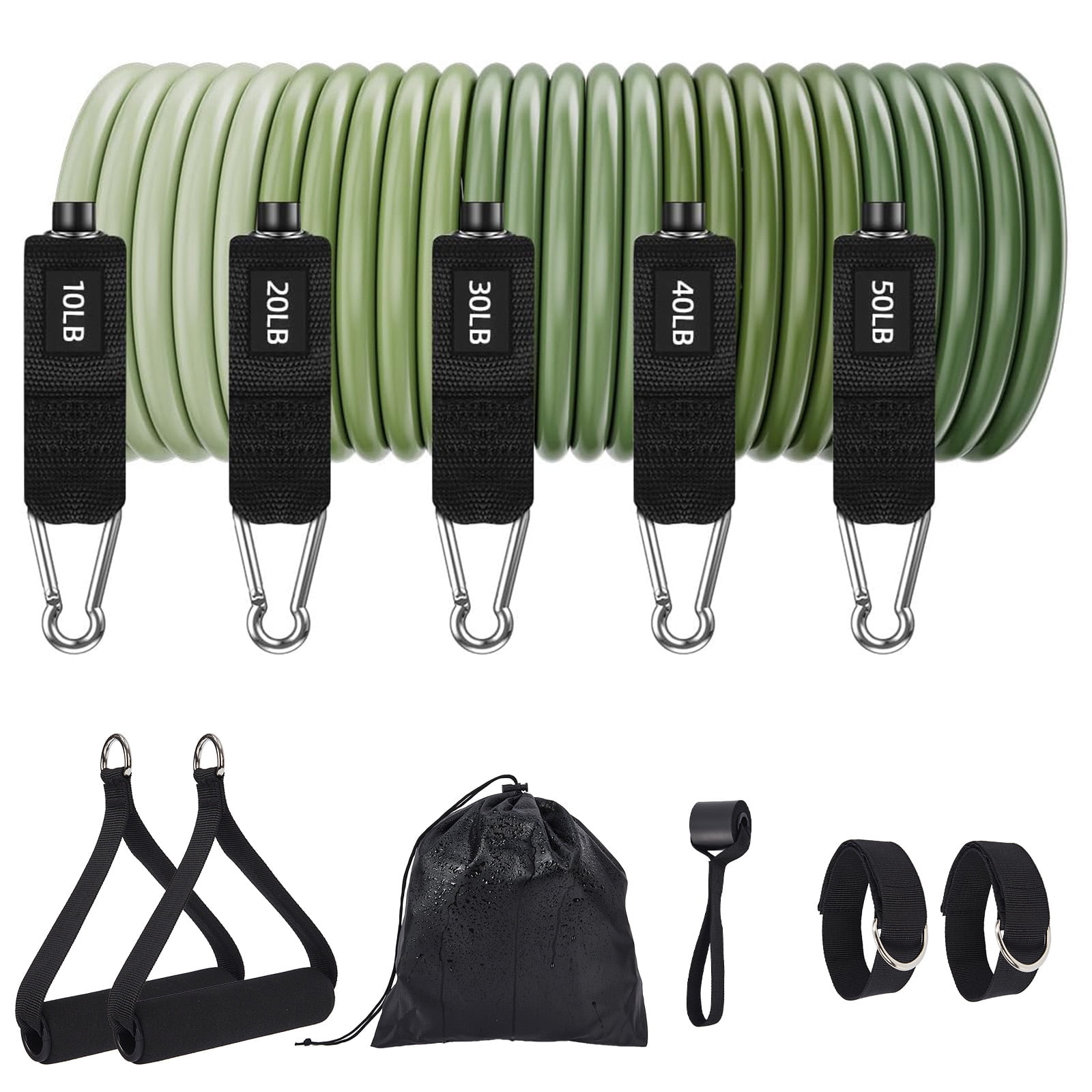 Gaderth 5 Pcs Exercise Resistance Bands with Handles Physical Resistance Tube Workout Bands, Adjustable Resistance Bands, TPE Material for Muscle Toning Strength Training