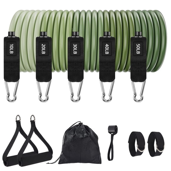 Gaderth 5 Pcs Exercise Resistance Bands with Handles Physical Resistance Tube Workout Bands, Adjustable Resistance Bands, TPE Material for Muscle Toning Strength Training