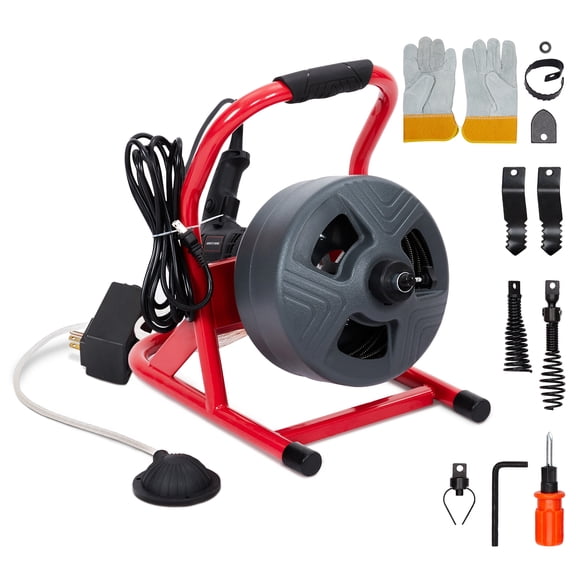 Gaderth 50ft x 5/16 Inch Drain Cleaner Machine,Drain Auger Professional Sewer Machine Electric Drain Snake For 3/4 To 3 Inch Pipes,Drain Auger Cleaner Sewer Snake