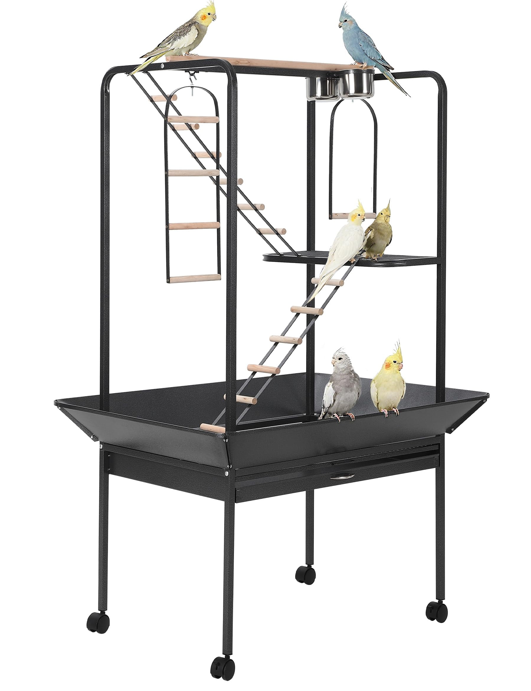 Gaderth 66-Inch Large Bird Cage,Outdoor Indoor Birdcage With Play Stand, Perches,Olling Large Parrot Bird Cage w/Removeble Tray Easy To Clean, Lockable Caster For Indoor& Outdoor Use