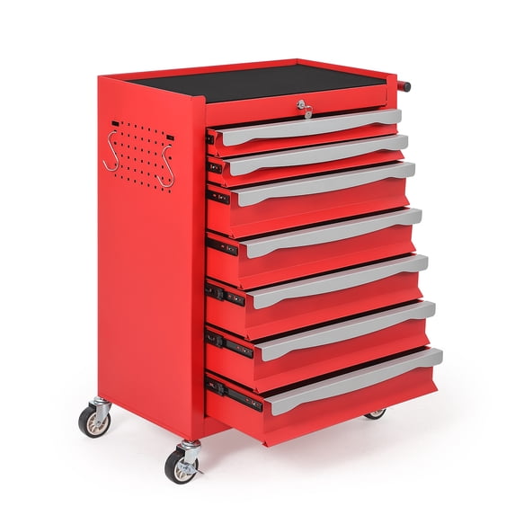 Gaderth 7-Drawer Rolling Tool Chest & Storage Cabinet, Mobile Workbench with Keyed Lock, Drawers & Liners, Alloy Steel Organizer for Garage, Workshop, Warehouse