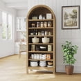 thumbnail image 1 of Gaderth 71" Tall Arched Display Cabinet, 7-Tier Adjustable Shelf Bookcase, Kitchen Pantry, Entryway Shoe Cabinet for Living Room, Dining Room, Bathroom, Hallway, 1 of 7