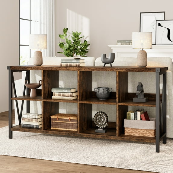 Gaderth 8 Cube Storage Organizer,Open Cube Bookshelf,Display Storage,Hallway TV Stand for Entryway, Display Cabinet Book Case for Living Room 62.2" L×13.4" W×30.3" H,
