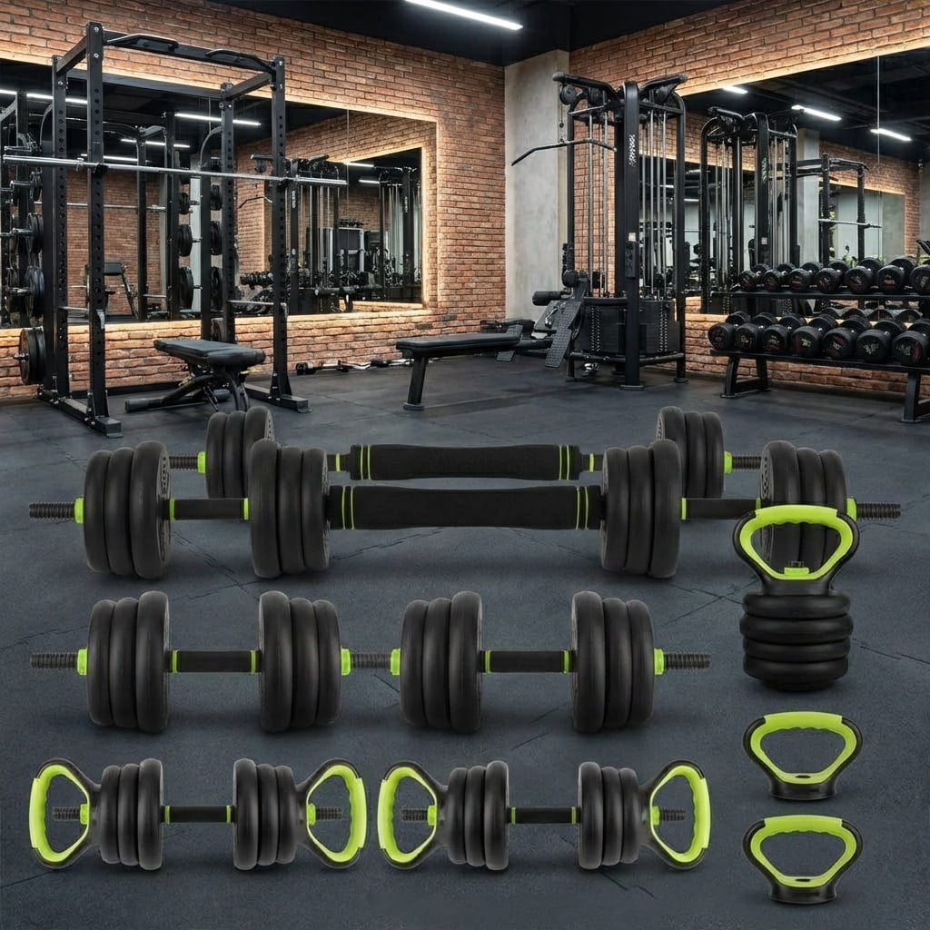 Gaderth Adjustable Dumbbell And Kettlebell Set, 4 In 1 Adjustable Weights Used As Kettlebells, Barbell, Push Up Stand For Home Gym Workout Equipment