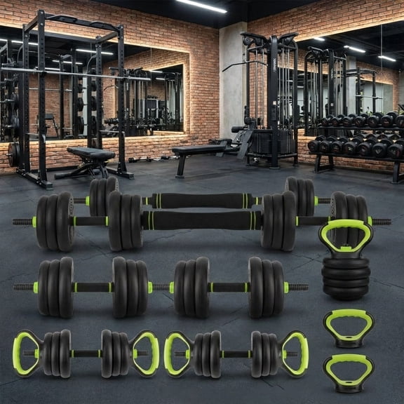 Gaderth Adjustable Dumbbell And Kettlebell Set, 4 In 1 Adjustable Weights Used As Kettlebells, Barbell, Push Up Stand For Home Gym Workout Equipment