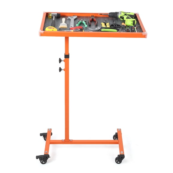 Gaderth Adjustable Rolling Work Table with Wheels, 220LBS Mobile Workbench, Heavy Duty Steel Work Table 17X26.7 Rolling Tool Tray for Garage, Mechanic, Tear Down & DIY Projects