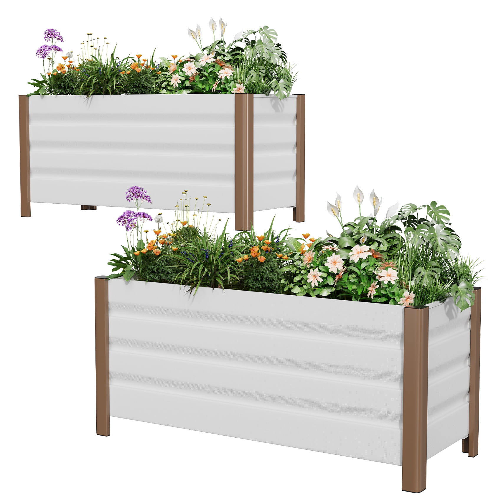 Gaderth Aluminum Planter Box, Modern Raised Garden Bed with Rounded