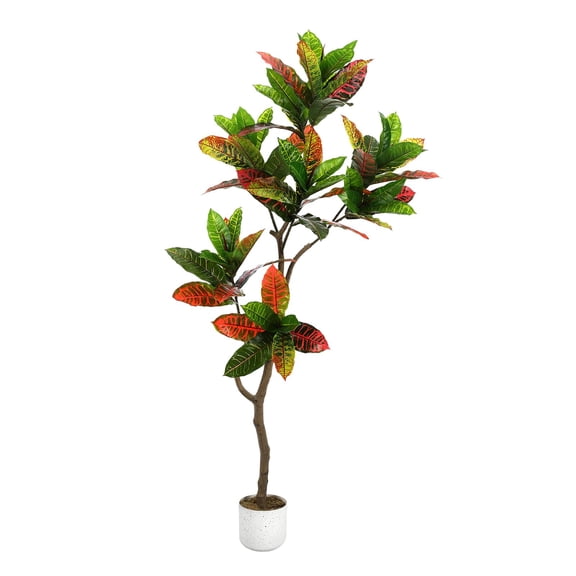 Gaderth Artificial Rubber Plant with Pot, Artificial Fiddle Leaf Fig Tree, Realistic Faux Indoor Plant, Lifelike PEVA Leaves Evergreen Decorative Tropical Plant for Home, Office, Living Room