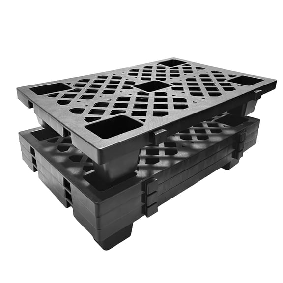 Gaderth Black Plastic Pallets, Nestable Lightweight Floor Pallets with Breathable Grid, Moisture‑Proof Waterproof Storage Pads, Supermarket Warehouse Basement 23.6" x 15.7" x 3.9"