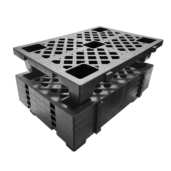 Gaderth Black Plastic Pallets, Nestable Lightweight Floor Pallets with Breathable Grid, Moisture‑Proof Waterproof Storage Pads, Supermarket Warehouse Basement 23.6" x 15.7" x 3.9"
