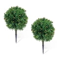 thumbnail image 1 of Gaderth Boxwood Topiary Bush, 2 Pack Artificial Topiary with Ground Spike, Evergreen Plants Topiary Ball Tree, Fake Greenery Shrub Faux Plant Fall Decorations Flower for Garden Yard Porch, 1 of 7