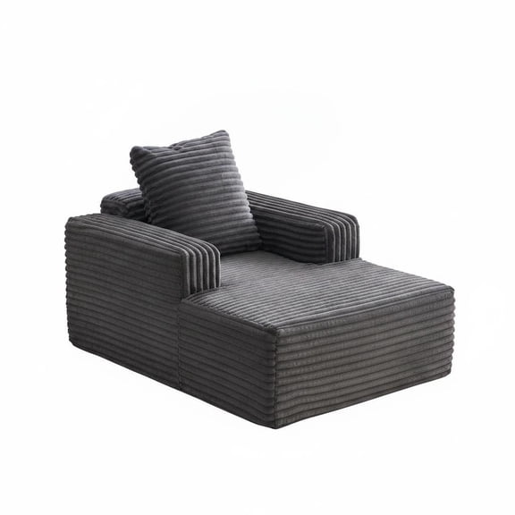 Gaderth Comfy No-Assembly Cloud Chaise Lounge Chair – 45'' Corduroy Sofa with Deep Seat & Armrests – Modern Sleeper for Living Room, Bedroom, Reading, or Movie Room – Gray (Corduroy | gray)