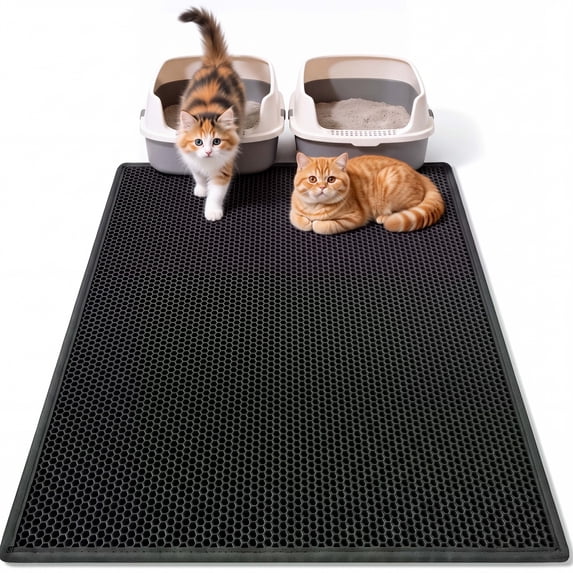 Gaderth Double-Layer Silicone Cat Litter Mat Honeycomb Design Traps ...