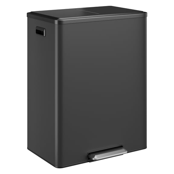 Gaderth Dual Trash And Recycling Bins For Kitchen, 16 Gallon Stainless Steel Garbage And Recycle Bin Combo Bathroom Trash Can For Large Families, Dual Trash Can With Soft Close Lid