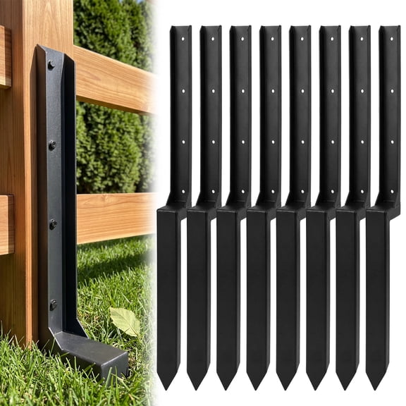 Gaderth Fence Post Repair Kit, Heavy Duty Steel Fence Post Anchor for Fixing Leaning or Broken Wood Posts, No Dig Drive-in Support for Yard, Garden & Fence
