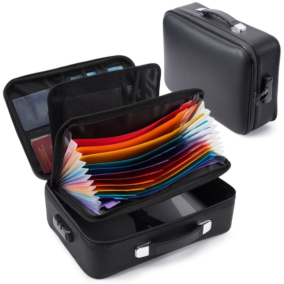 Gaderth Fireproof Document Box, 5200°F Upgraded Heat Insulated Fireproof & Waterproof Security Box with Lock, Portable Fire Proof Important Document Organizer Bag, Home Travel Safe Storage