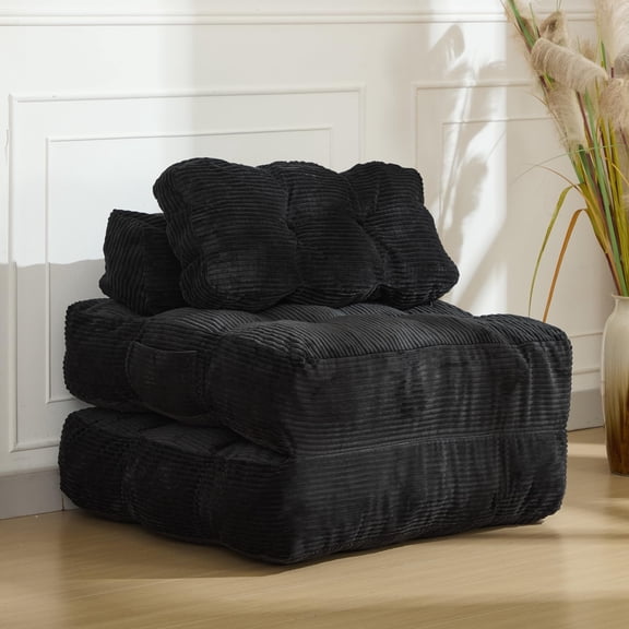 Gaderth Folding Sofa Bed,Convertible Sleeper Chair With Pillow,Single Fold Out Chair Bed With Back Support,Boneless Futon Sofa Bed,Comfy Floor Sofa Lounge For Guest Living Room Bedroom Apartment