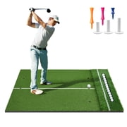 Gaderth Golf Mat, Golf Hitting Mat with Ball Tray, Golf Chipping Swing Training Aid Mat with 10 mm/15 mm Thick Base for Chipping Swing Driving Training Indoor and Outdoor 5x4ft / 6x4ft