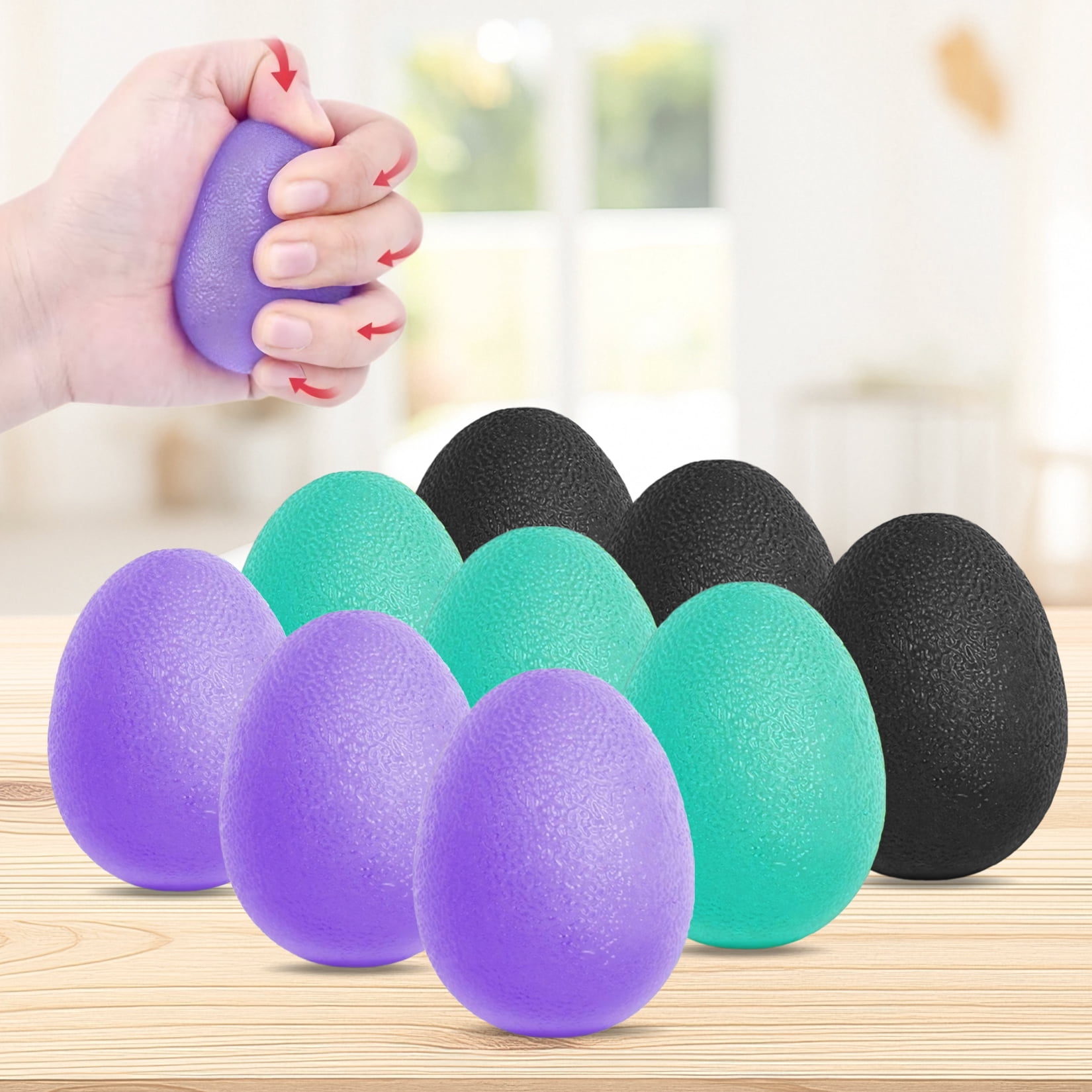 Gaderth Hand Grip Strengthener Set 9 Pack, Grip Strength Trainer, Hand Grip Strengthener, Stress Balls for Adults, Stress Relief Balls, TPR Material, Strength Training Equipment