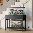 thumbnail image 1 of Gaderth Heavy Duty Aquarium Stand with Power Outlet, 40-50 Gallon Metal Fish Tank Table with Adjustable Feet, Metal Frame Dual Fish Tank Stand Table Double Storage Drawers, 1 of 7