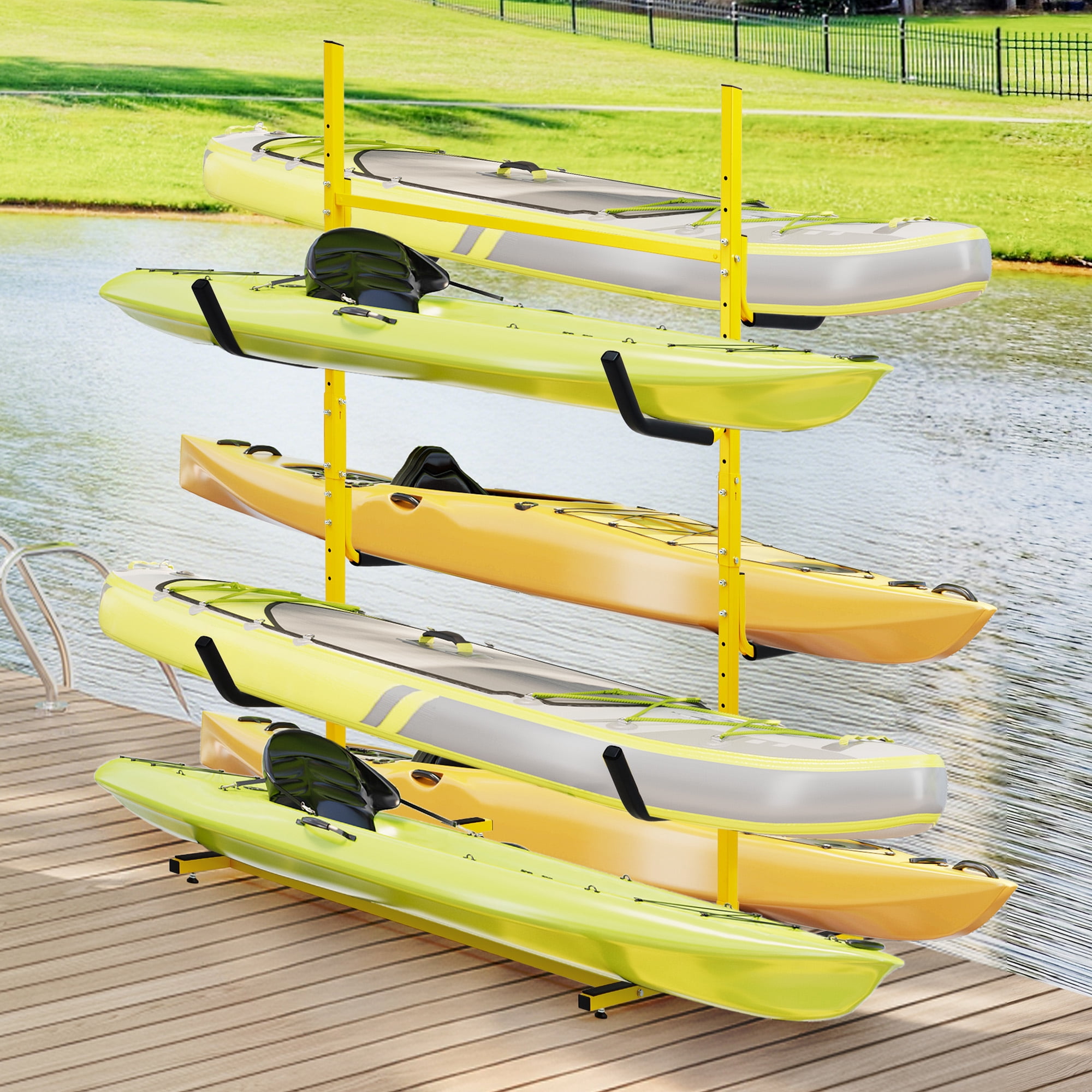 Gaderth Kayak Storage Rack, Holds 6 Kayaks, Freestanding Kayak Racks ...