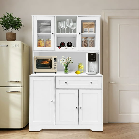 Gaderth Kitchen Food Pantry Cabinet, Tall Pantry Storage Cabinet With Doors And Shelves, Pantries, Kitchen Cabinets, Food Storage Cabinet,Pantry Cabinet For Kitchen