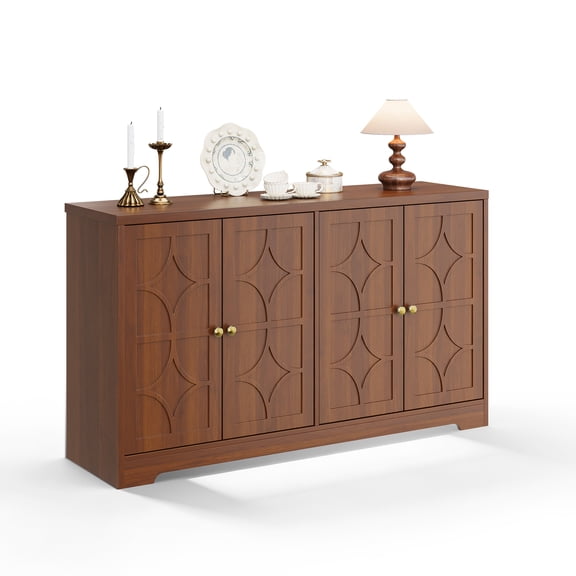 Gaderth Modern Sideboard Buffet Cabinet, 55" Buffet Storage Cabinet with Adjustable Shelves, Wood Coffee Bar Cabinet with Storage for Kitchen, Dining Room, Living Room