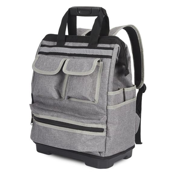 Gaderth Oxford Tool Backpack, Tool Bag Backpack, Heavy Duty Tool Bag with Plastic Reinforced Base, Waterproof Contractor Backpack, Multi Pockets Tool Storage Organizer