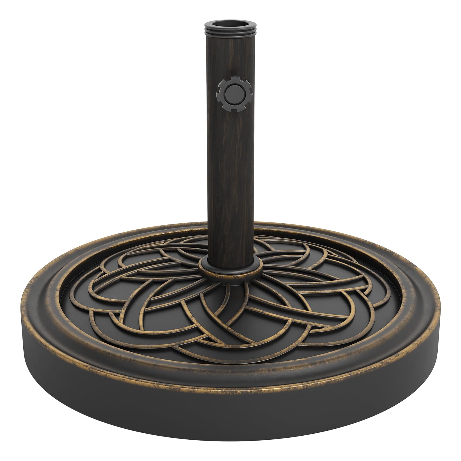 Gaderth Patio Umbrella Base,26.5LBS Heavy Duty Antiqued Outdoor Market Umbrella Stand All-Weather Resin Umbrella Base For Garden & Yard, Bronze,Fits 1.5" To 2.1" Poles For 7.5-11ft Umbrellas