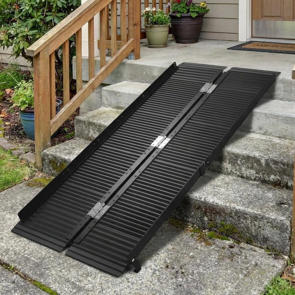 Gaderth Portable Ramps For Wheelchairs, Non-Slip Aluminum Folding ...