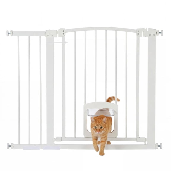 Gaderth Pressure Mounted Baby and Pet Safety Gate – Adjustable 30-41 Inch Wide Metal Barrier for Doorways, Hallways, Stairs – Auto-Close, Double Lock, Walk-Through Design – Drill-Free Installation,