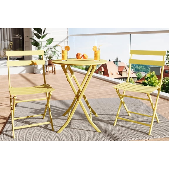 Gaderth Small Bistro Table And Chairs, Round Bistro Table And Chairs Set Of 2, Folding Table And Chairs,All Weather Patio Bistro Set, Patio Set For Garden