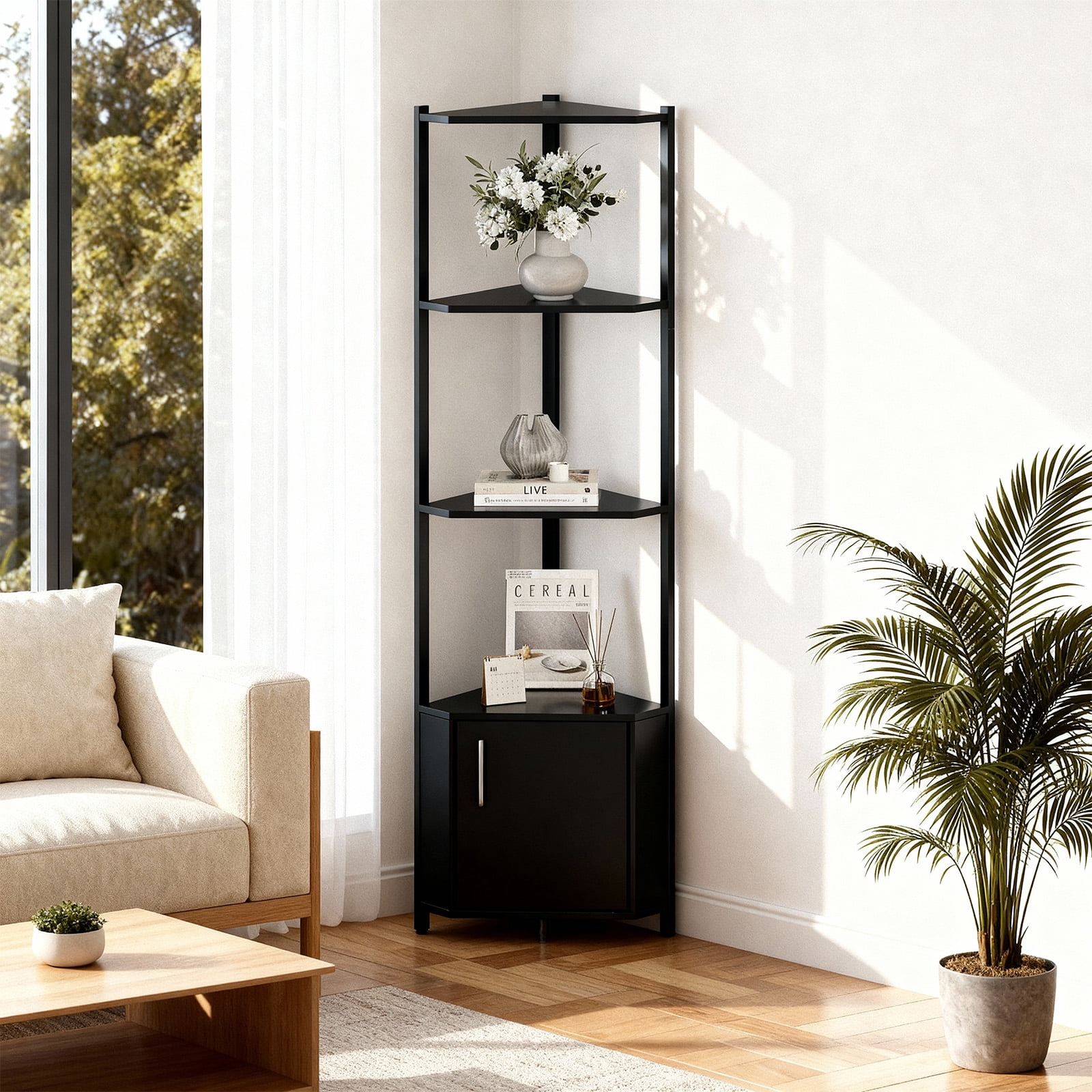 Gaderth Space-Saving 5-Tier Corner Shelf Stand, Corner Square Rack ...