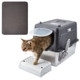 thumbnail image 1 of Gaderth Stainless Steel Covered Cat Litter Box with Lid, High Sided Enclosure Enclosed Metal Litter Box with Top Entry & Front Entry, Easy to Clean Including Cat Litter Scoop and Litter Mat, 1 of 8