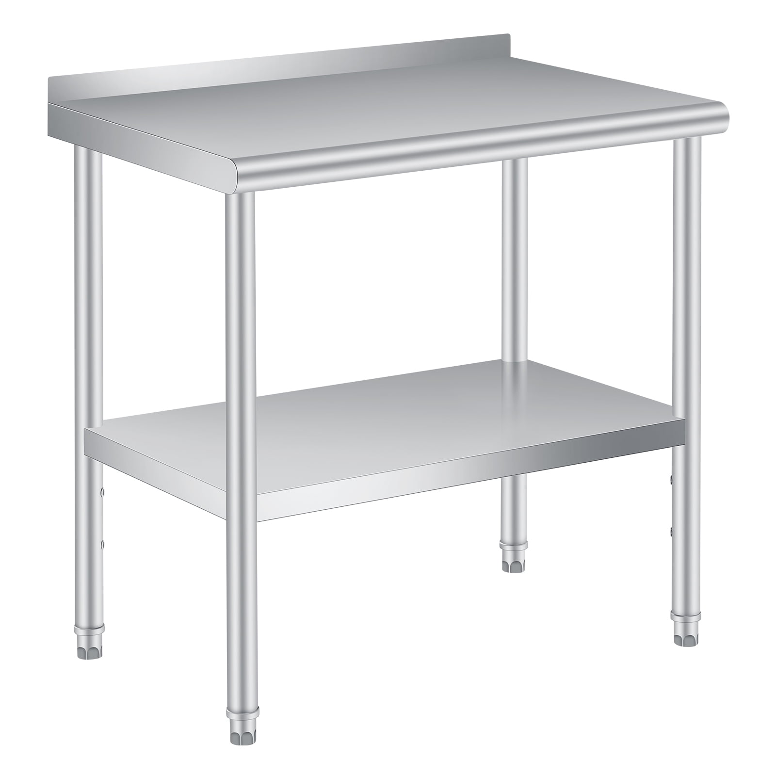 Gaderth Stainless Steel Prep Table with Backsplash, Adjustable Undershelf, Commercial Heavy Duty Table with Adjustable Under Shelf for Commercial Home Kitchen Prep & Storage