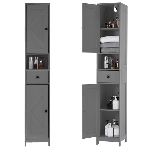 Gaderth Tall Bathroom Storage Cabinet, 66.9" Narrow Bathroom Cabinet with Adjustable Shelves, Water Resistant Organizer for Small Spaces, Kitchen, Hallway