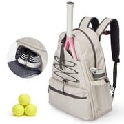 Gaderth Tennis Backpack,Quilted Tennis Backpack Holds 2 Rackets, Waterproof Crossbody Sling Pickleball Bags with Separate Shoe Compartment, Large Tennis Racket Bag for Racquet Sport Equipment