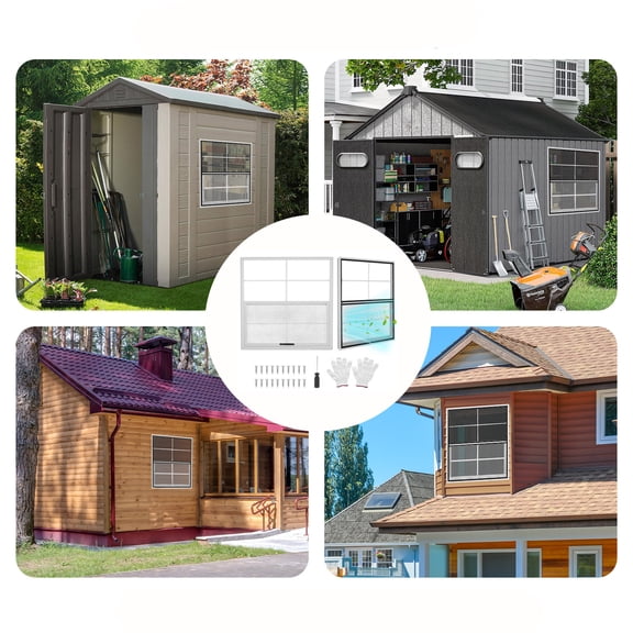 Gaderth Upgraded Shed Windows 2 Pack, Small Windows With Tempered Glass And Mesh Screen For Shed, Chicken Coop, Playhouse, Household, Garage