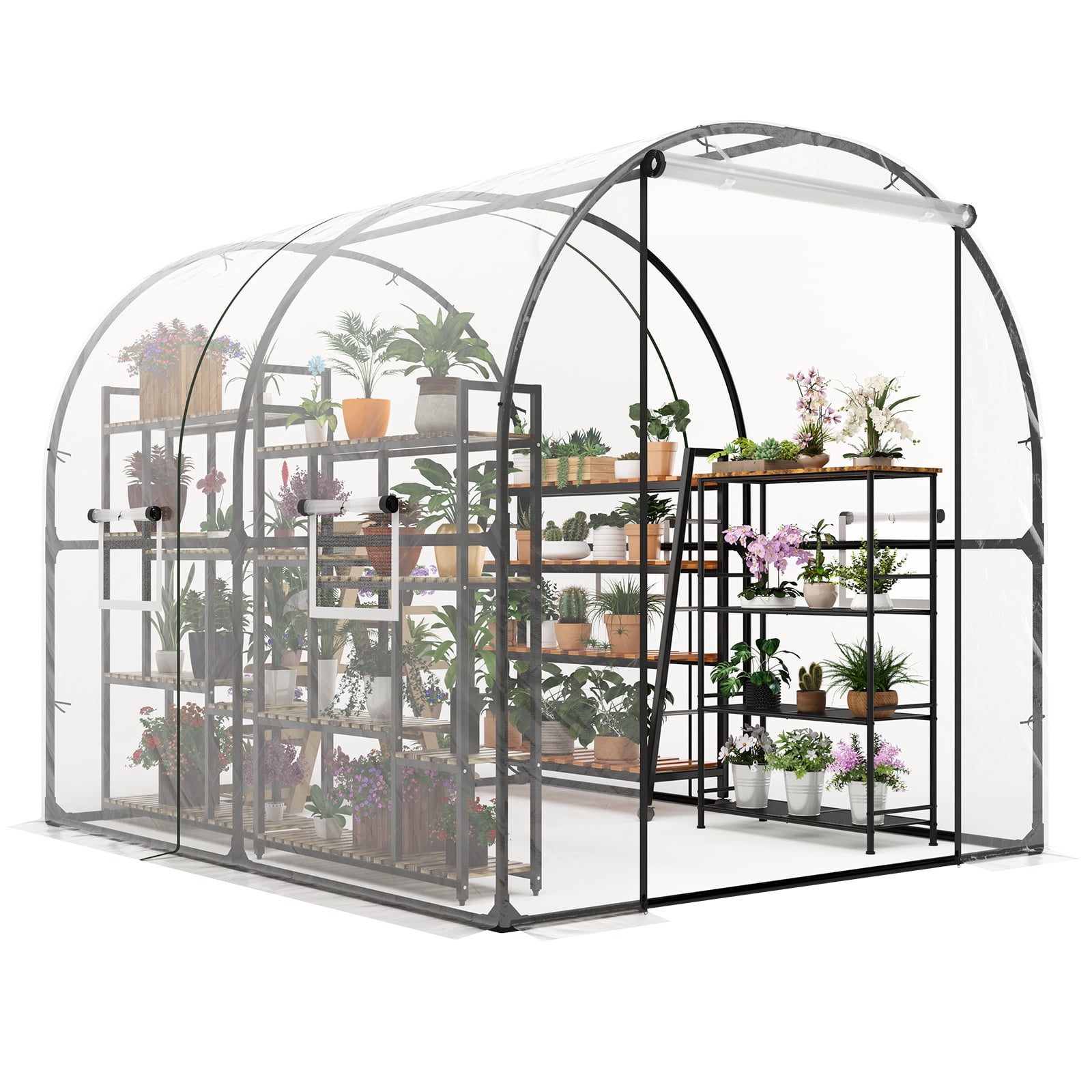 Gaderth Walk-in Greenhouse, 8.2x6.6x6.6 ft Premium Greenhouse, Upgraded Portable Plant House, Heavy Duty Frame Large Garden Plant Hot Outside Hoop House