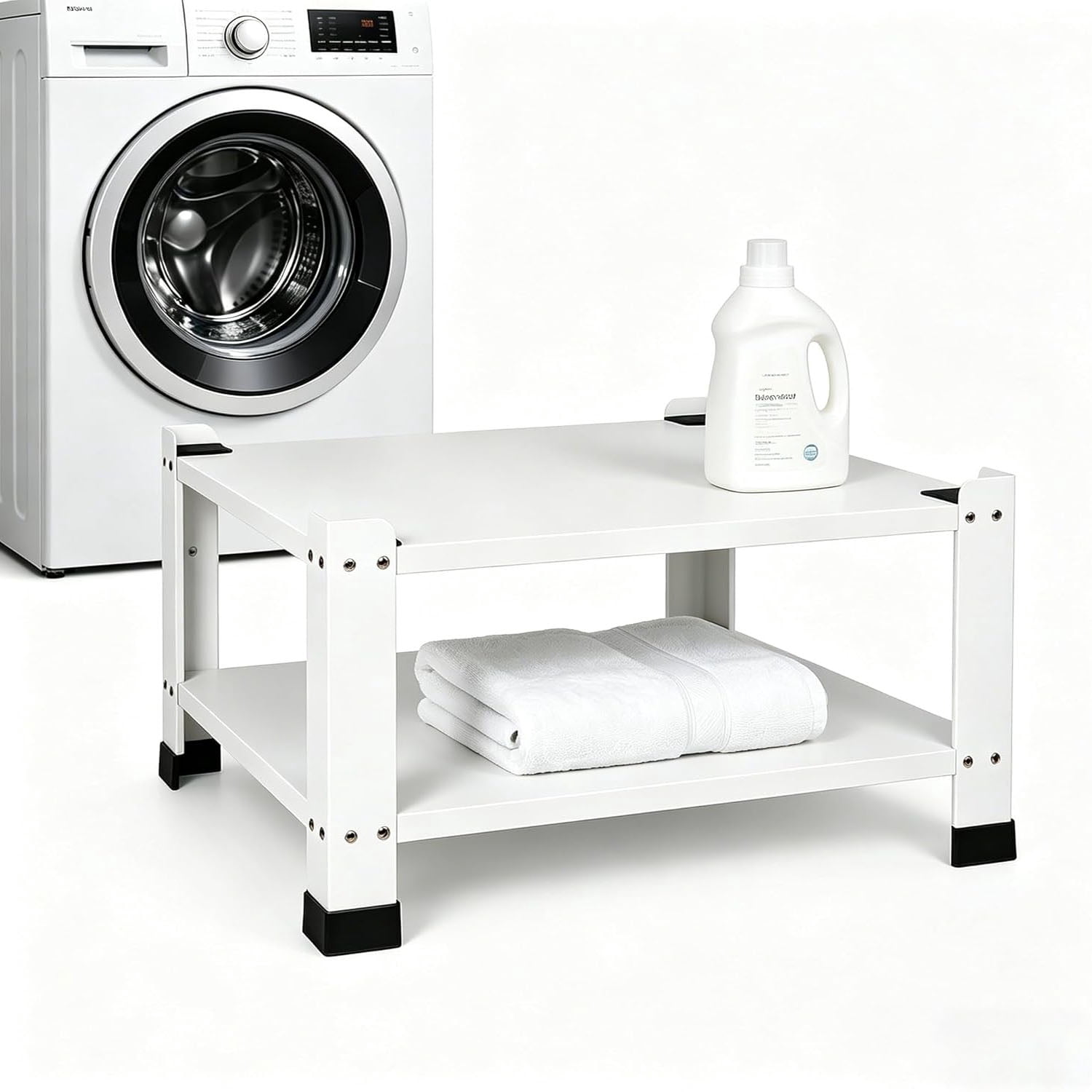 Gaderth Washer Dryer Pedestal With Storage Shelf, Washer and Dryer Pedestals 28.3 x 28.3 x 14 in, Washing Machine Pedestals Stand 800 lb Capacity Carbon Steel Laundry Pedestals, White