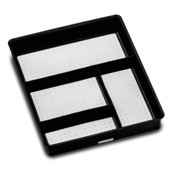 madesmart Classic 4 Compartment Drawer Organizer with Soft Grip Lining, Carbon