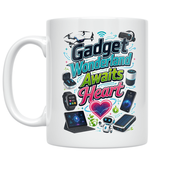 Gadget Wonderland Awaits Heart - Tech Subscription Box Enthusiast - 11 oz Ceramic Coffee Mug