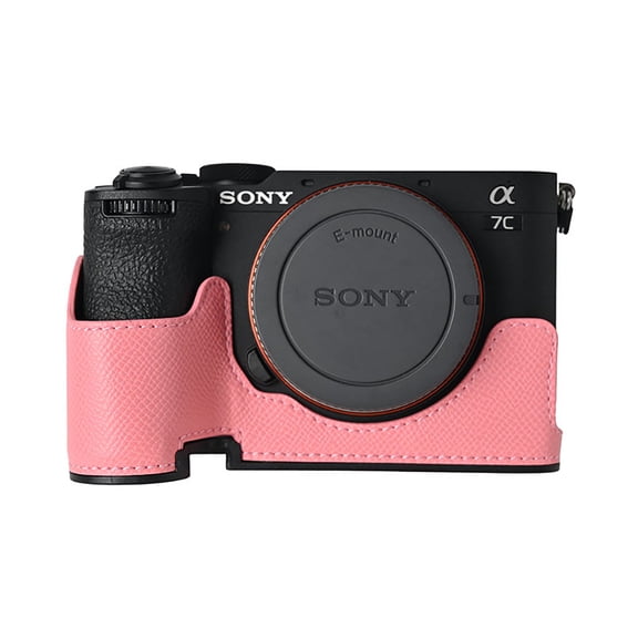GadgetCom Camera Half Case Compatible with Alpha 7C II Mark 2 A7C2 A7CII , Anti-Slip PU Leather Shell Protective Cover