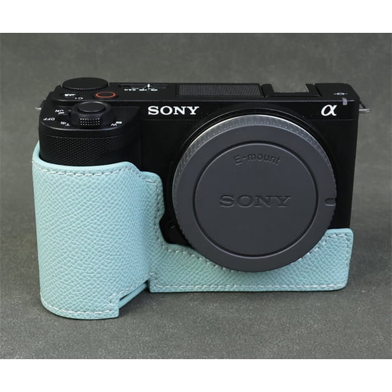 GadgetCom Camera Half Case Compatible with Alpha ZV-E10 II ZVE10 Mark 2 , Anti-Slip PU Leather Shell Protective Cover