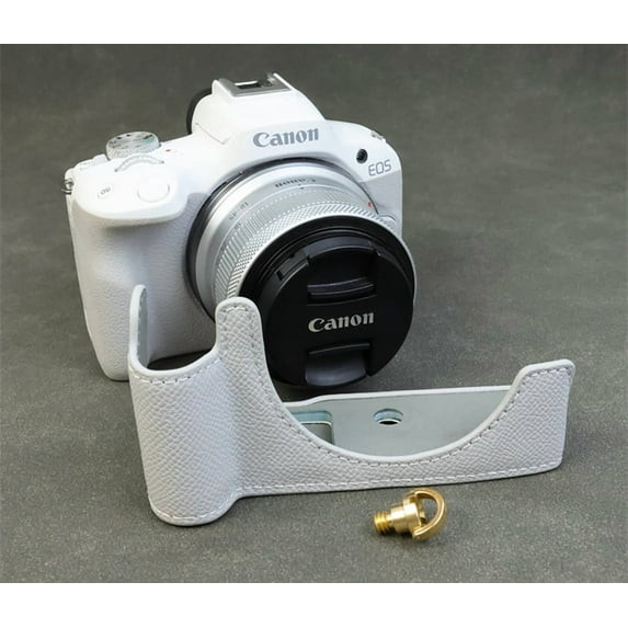 GadgetCom Camera Half Case Compatible with Canon EOS R50 R100 , Anti-Slip PU Leather Shell Protective Cover