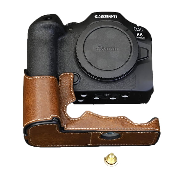 GadgetCom Camera Half Case Compatible with Canon EOS R63 R6 Mark III , Anti-Slip PU Leather Shell Protective Cover