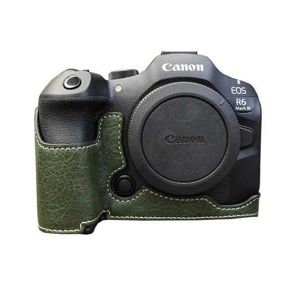 GadgetCom Camera Half Case Compatible with Canon EOS R63 R6 Mark III , Anti-Slip PU Leather Shell Protective Cover