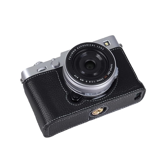 GadgetCom Camera Half Case Compatible with Panasonic Fujifilm X-E5 XE5 , Anti-Slip Genuine Leather Shell Protective Cover