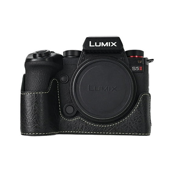 GadgetCom Camera Half Case Compatible with Panasonic LUMIX S5II S5M2 , Anti-Slip PU Leather Shell Protective Cover