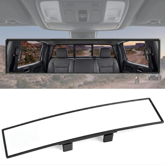 GadgetNestUSA 12-Inch Rear View Mirror for Car, Universal Fit Wide Angle Interior Mirror, Panoramic Clip-On Design for All Vehicles, Cars, Trucks, SUVs, Anti-Glare Clear View Driving Safety Accessory